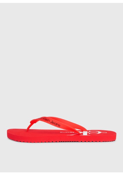 Calvin Klein Beyaz - Turuncu Erkek Plaj Terliği Beach Sandal Monogram Tpu