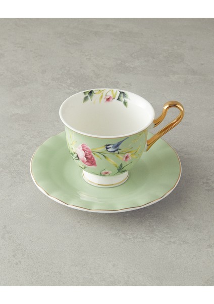 English Home Vanilla New Bone China 4 Parça 2 Kişilik Çay Fincanı Takımı Açık Yeşil