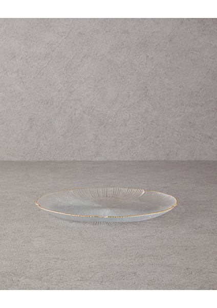 Siana Cam Servis Tabağı 28 cm Gold