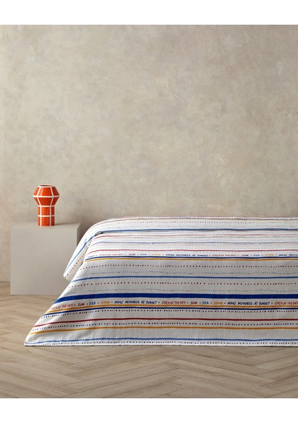 English Home Coastal Stripe Çift Kişilik Pike Kırmızı