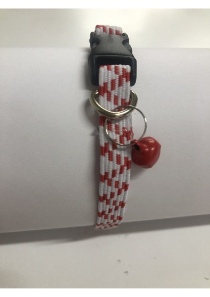 Kedi Lastikli Boyun Tasması Kırmızı Beyaz