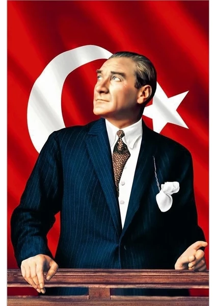 Sina Filamax Atatürk Baskılı Türk Bayrağı Atatürk Posteri 70X100 cm Raşel Kumaş Dijital Baskı