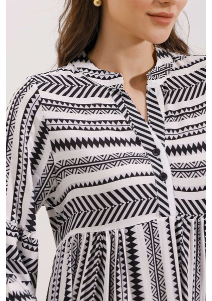 1975 Etnik Desen Elbise - Siyah fırsatları