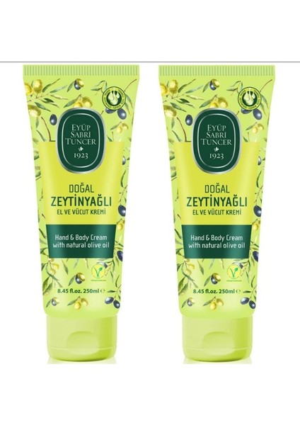 Doğal Zeytinyağlı Tüp El ve Vücut Kremi 250 ml 2 Adet