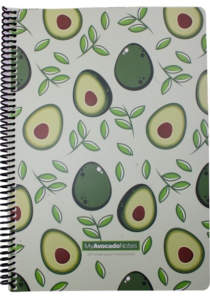 A4 Avocado 80 Yaprak Çizgili Spiralli Karton Kapak Defter Avocado Yaprak 5819