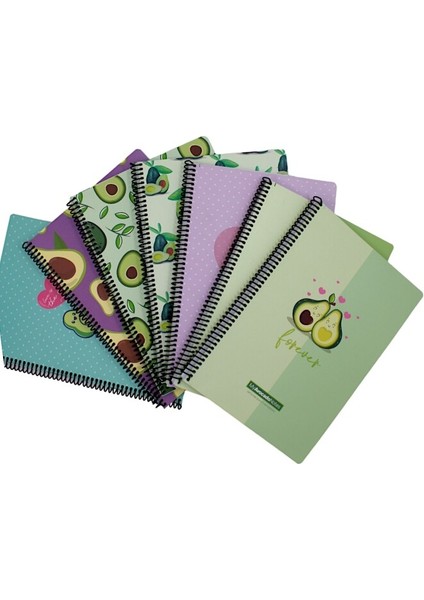 A4 Avocado 80 Yaprak Çizgili Spiralli Karton Kapak Defter Avocado Yaprak 5819