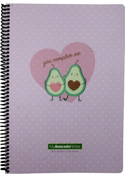 A4 Avocado 80 Yaprak Çizgili Spiralli Karton Kapak Defter You Complete Me 5819
