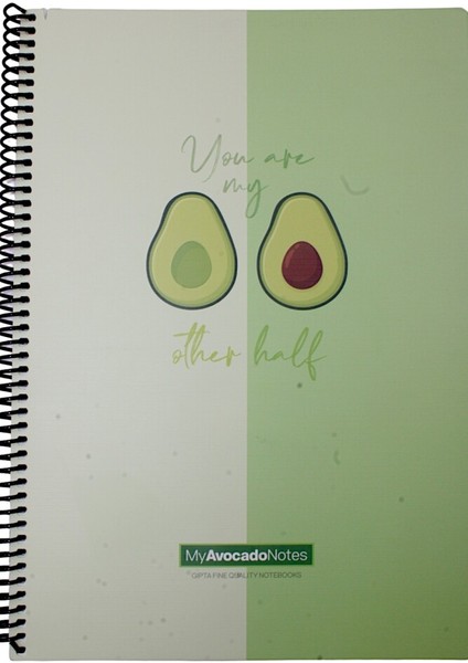 A4 Avocado 80 Yaprak Çizgili Spiralli Karton Kapak Defter You Are My Other Half 5819