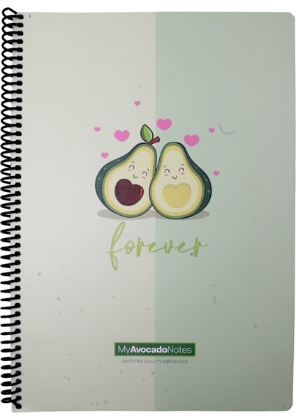 A4 Avocado 80 Yaprak Çizgili Spiralli Karton Kapak Defter Forever 5819