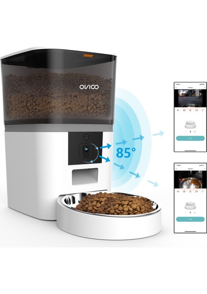 QQ005 6 Litre Kameralı ve Uzaktan Wifi Bağlantılı Paslanmaz Kaseli Kedi ve Köpek Besleyici