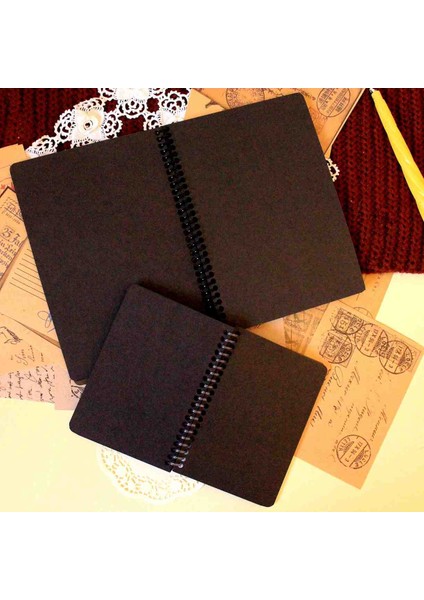 Iki Adet Siyah Sayfalı Defter 14X20 cm Spiralli 30 Yaprak