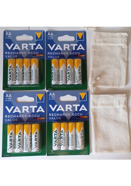 56616 Şarj Edilebilir Value 16 Adet 2100MAH Aa Kalem Pil+Saklama Kesesi Hediye