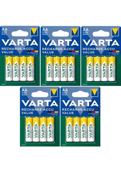 56616 Şarj Edilebilir Value 20 Adet 2100MAH Aa Kalem Pil+Saklama Kesesi Hediye