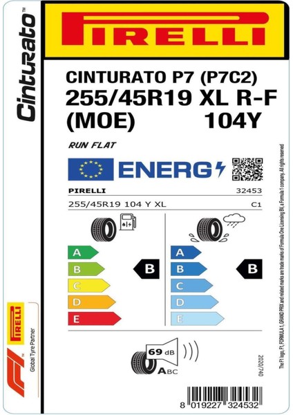 255/45 R19 104Y Xl Rft Cinturato P7 (P7C2) (Moe) Oto Yaz Lastiği ( Üretim Yılı: 2024 ) fırsatları