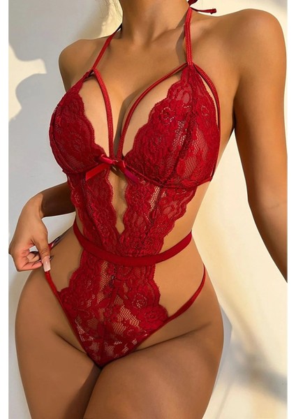Mlvx Şık Kırmızı Dantelli Babydoll Gecelik 1302 Mlvx Blsm