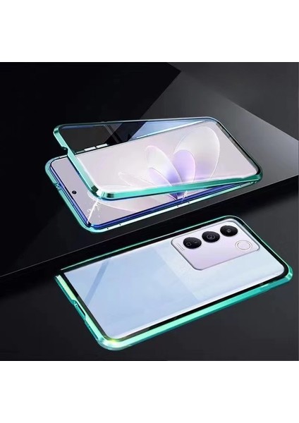 Vivo V27/V27 Pro Için Uygun Çift Taraflı Patlamaya Dayanıklı Kamera Magneto Metal Çerçeve Manyetik Cep Telefonu Koruyucu Kılıf (Yurt Dışından) modelleri