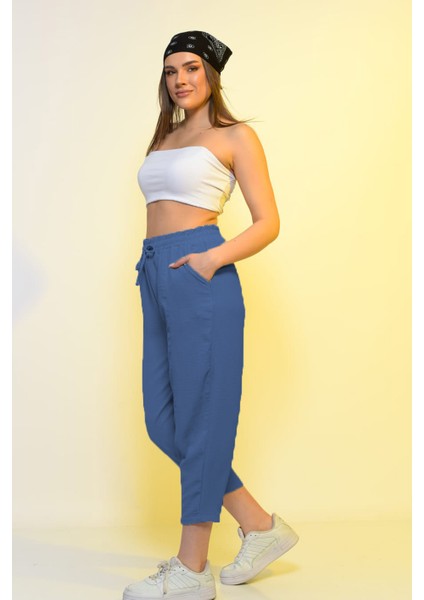 Yüksek Bel Slouchy Kadın Pantolon Fit Basic Relax Fit Rahat Kalıp