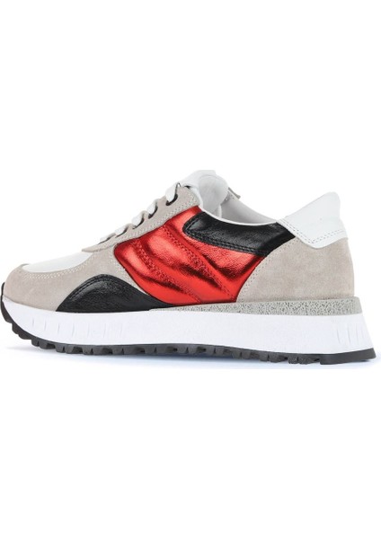 Bej Kırmızı Deri Kadın Spor Ayakkabı 01WA8501 fırsatları