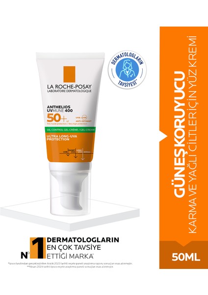  Anthelios Uvmune 400 Oil Control Spf50+ Güneş Kremi 50 ml- Karma ve Yağlı Ciltler İçin