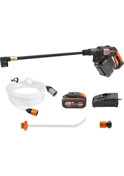 WG633E 20 Volt 4.0 Ah Li-Ion 56 Bar Kömürsüz Basınçlı Yıkama Tabancası + 2 Parça Yıkama Seti