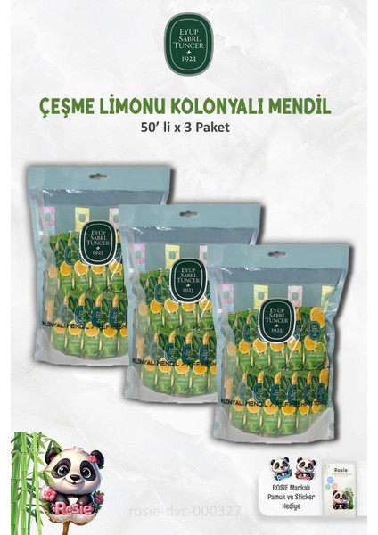 Kolonyalı Mendil 3 Paket 50'li Çeşme Limonu ve Pamuk Rosıe