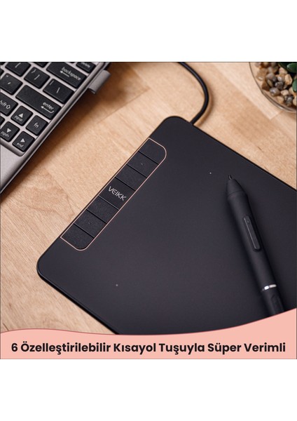 VK640 6 x 4" 6 Kısayol Tuşlu Grafik Tablet + Kalem