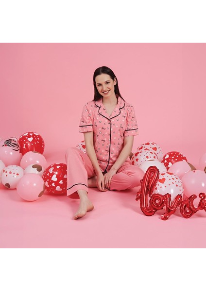 983 Kadın Kısa Kol Önden Düğme Pijama Takım