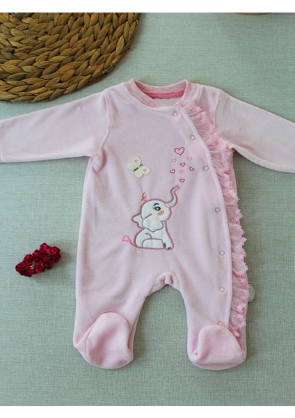 3-6 6-9 9-12 Ay Romantik Fil Nakışlı Pembe Süslü Kız Bebek Tulumu fiyatları