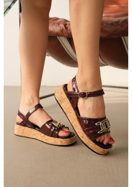 Danzel Bordo Rugan (4 cm Mantar Tabanlı) Günlük Kullanım Sandalet