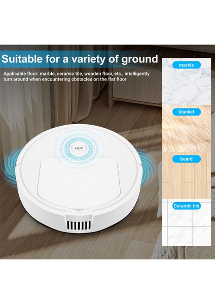 Otomatik Robot Temizleyici 3 In 1 Akıllı Süpürge Robotlu Süpürge Tembel Ev Temizlik Kablosuz Robot, Beyaz B (Yurt Dışından)