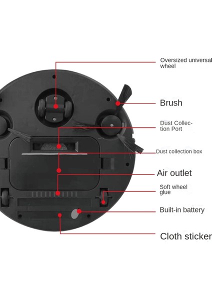 Şarjlı Akıllı Robot Süpürge 3'ü 1 Arada Otomatik Akıllı Süpürme Kuru Islak Paspas Güçlü Emiş (Beyaz) A (Yurt Dışından)