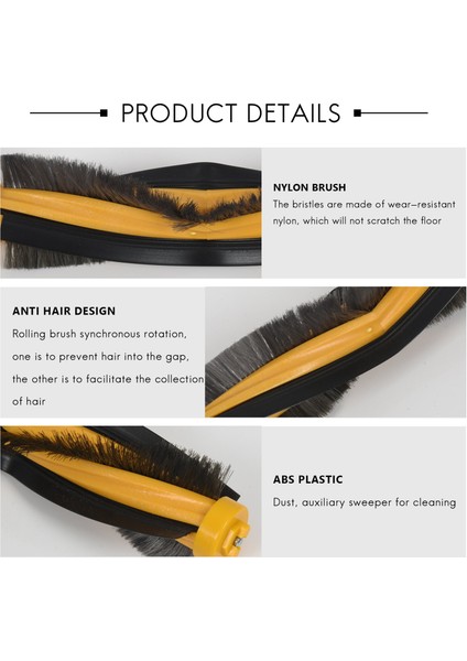 Deebot 930 900 901 M80 Pro M81 M85 M88 R95 R96 R98 Robotik Elektrikli Süpürge Için Yedek Ana Fırça (3'lü Paket) (Yurt Dışından) indirimleri