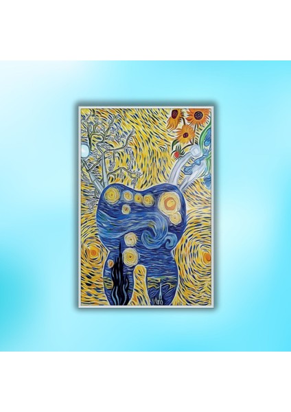 Metal Çerçeveli Cam Diş Poliklinik Tablosu Salvador Dali Yıldızlı Gece