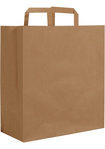 33X20X33 - 25 Adet Düz Saplı Kraft Çanta
