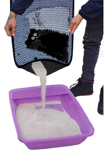 Xxl Büyük Boy Elekli Tuvalet Önü Desenli Kedi Kumu Paspası 60X120 cm modelleri