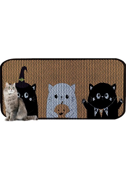 Xxl Büyük Boy Elekli Tuvalet Önü Desenli Kedi Kumu Paspası 60X120 cm