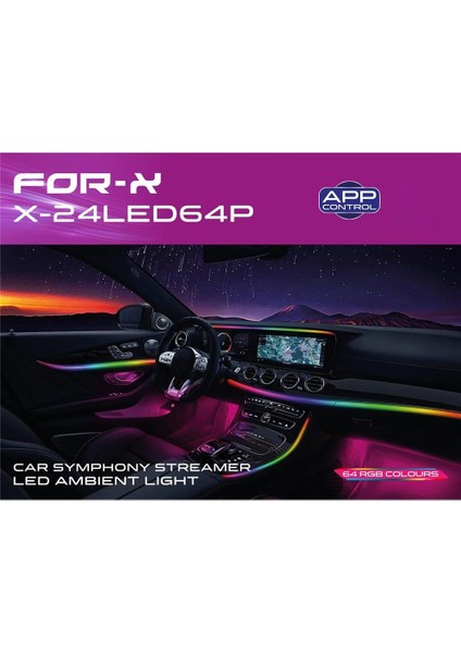 X-24LED64P 64 Renk Sesli Komutlu Ambians LED