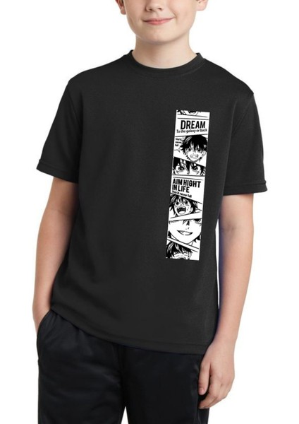 Erkek Çocuk Tişört %100 Pamuk Anime Baskılı Siyah Beyaz Pembe Çocuk T-Shirt