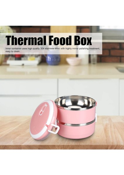 Vakumlu 2 Katlı Yemek Termosu Pembe 1,5 Litre