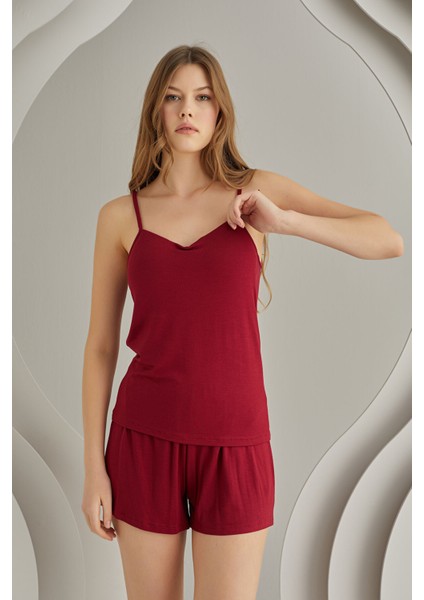 Bordo Weekend Bra Form Şort Takım modelleri