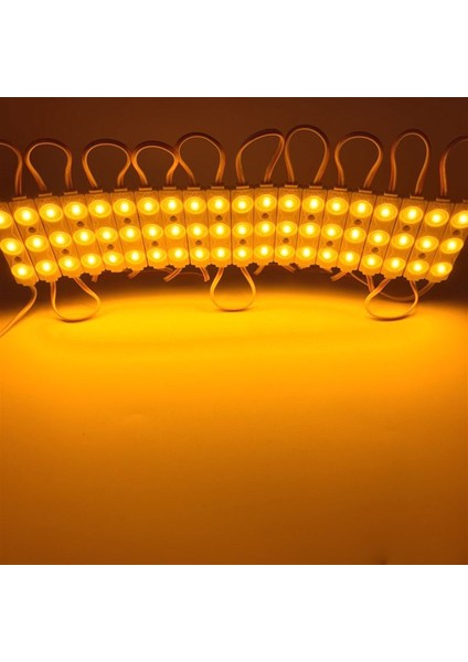 Mercekli Modül LED 10 Adet Amber Tak Çalıştır Hazır Set Ürün Adaptör ve Aç-Kapa Anahtar Dahil, Mutfak, Ayna, Tezgah, Akvaryum, Vitrin Aydınlatma, Suya Dayanıklı