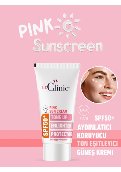 Pink Sunscreen Spf 50+ Aydınlatıcı Koruyucu Ton Eşitleyici Güneş Kremi 50 Ml
