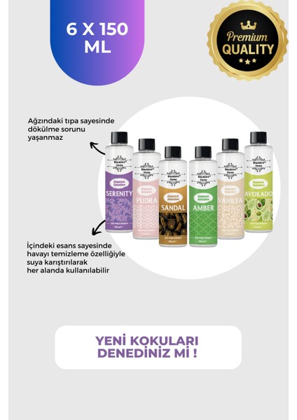 6'lı Avantaj Seti Sihirli Koku Etkili Çok Amaçlı Esans Solüsyon 6 x 150 ml