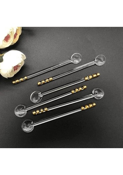 6 Lı Cam Çay Kaşığı Altın Yaldızlı