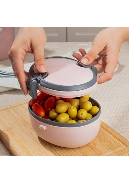 L-00691 Joy Kendinden Kaşık Çatallı Bölmeli 2 Katlı Beslenme Çantası Pudra fiyatları