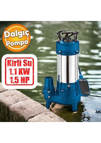 Kirli Su Pompası 1.1 Kw Alüminyum Gövdeli Dalgıç Tip Rainpump 1.5 Hp Monofaze Atık Su Logar Lağım