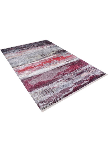 Gri Salon&yolluk Dijital Baskılı Makinede Yıkanabilir Kaymaz Taban Saçaklı Halı HA242 indirimleri