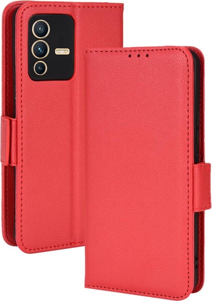 Vivo V23 5g Için Kılıf Manyetik Pu Deri Cüzdan Kart Yuvaları Tutucu Yan (Yurt Dışından)