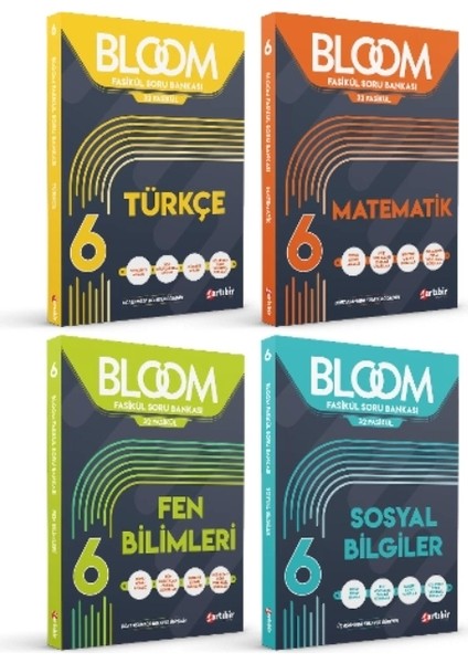 6. Sınıf Bloom Türkçe - Matematik - Fen Bilimleri - Sosyal Bilgiler Fasikül Soru Bankası 4 Kitap