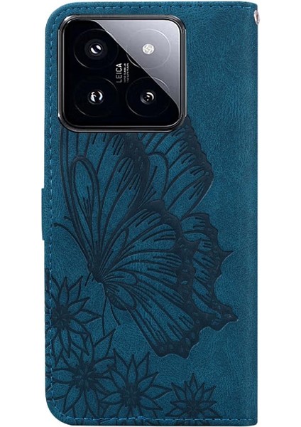 Xiaomi 14 Pro Deri Cüzdan Büyük Kelebek ile Elmas (Yurt Dışından)